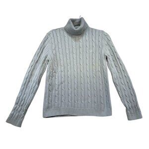 Chaps Classics Womens Cable Knit Turtleneck Sweater M Pale Pastel Blue